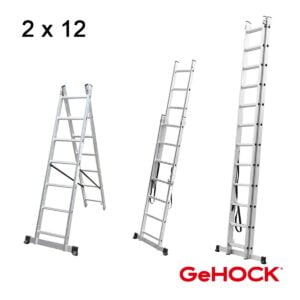 ιπλή Σκάλα Επεκτεινόμενη Αλουμινίου 2 x 12 Σκαλοπάτια GeHOCK
