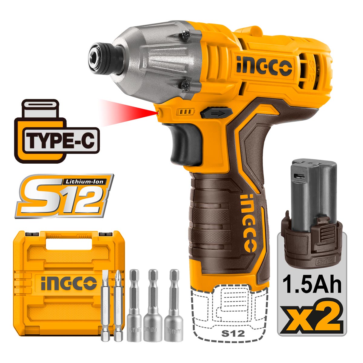 CIRLI12015-1 Κατσαβίδι Παλμικό Μπαταρίας 12V Li-Ion USB Type-C 100Nm