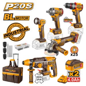 Εργαλεία Μπαταρίας 20V Li-Ion Σετ 5 τεμ. + Δώρo Εργαλειοθήκη Τσάντα