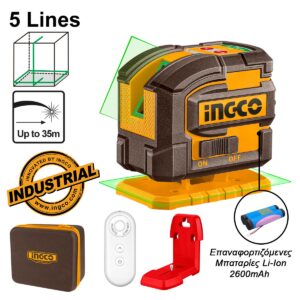 Αυτοαλφαδιαζόμενο Laser Σταυρού με 5 Πράσινες Δέσμες